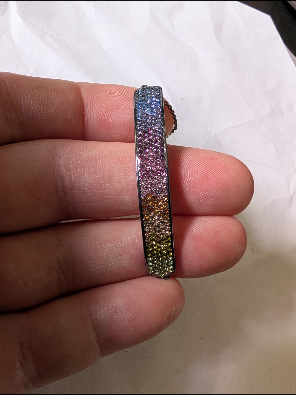 Coach Women’s Pavé Rainbow Bar Bracelet - Gunmetal Pride - Picture 3 of 3